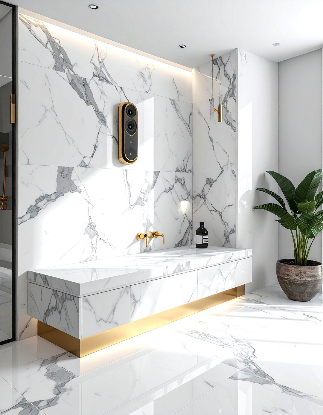 Marble shower speaker - 30 waterproof speaker bathroom ideas