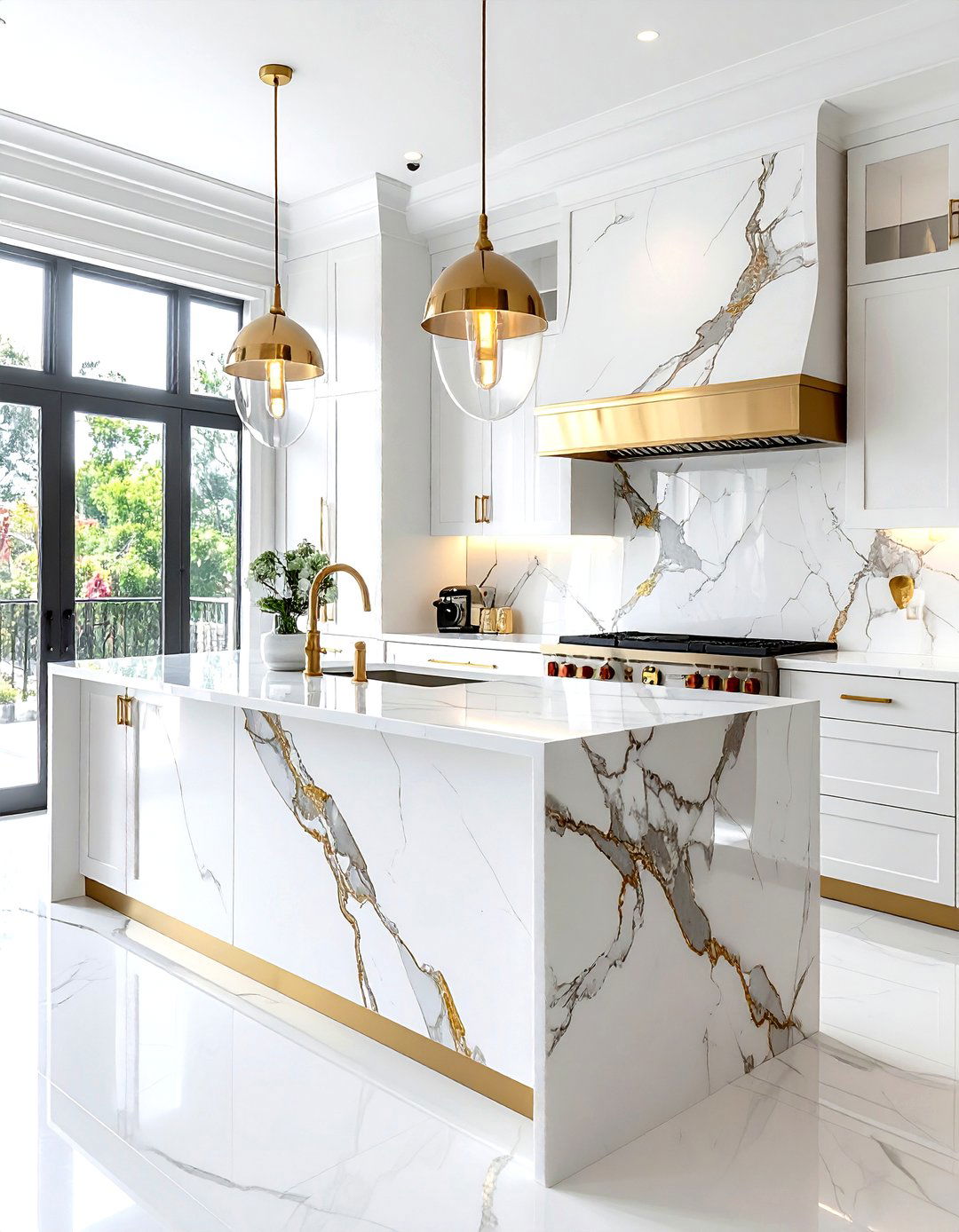 Marble slab backsplash - 30 kitchen texture layering ideas