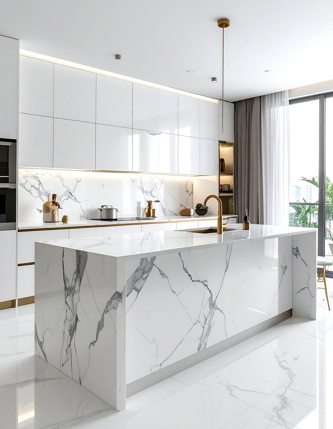 Marble slab backsplash - 30 refined kitchen ideas