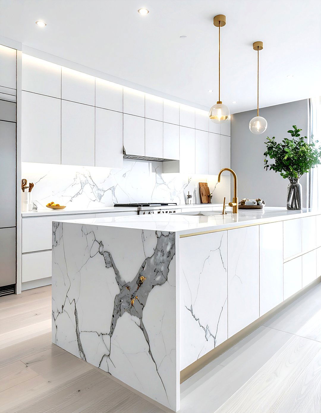 Marble slab backsplash - 30 full height kitchen backsplash ideas