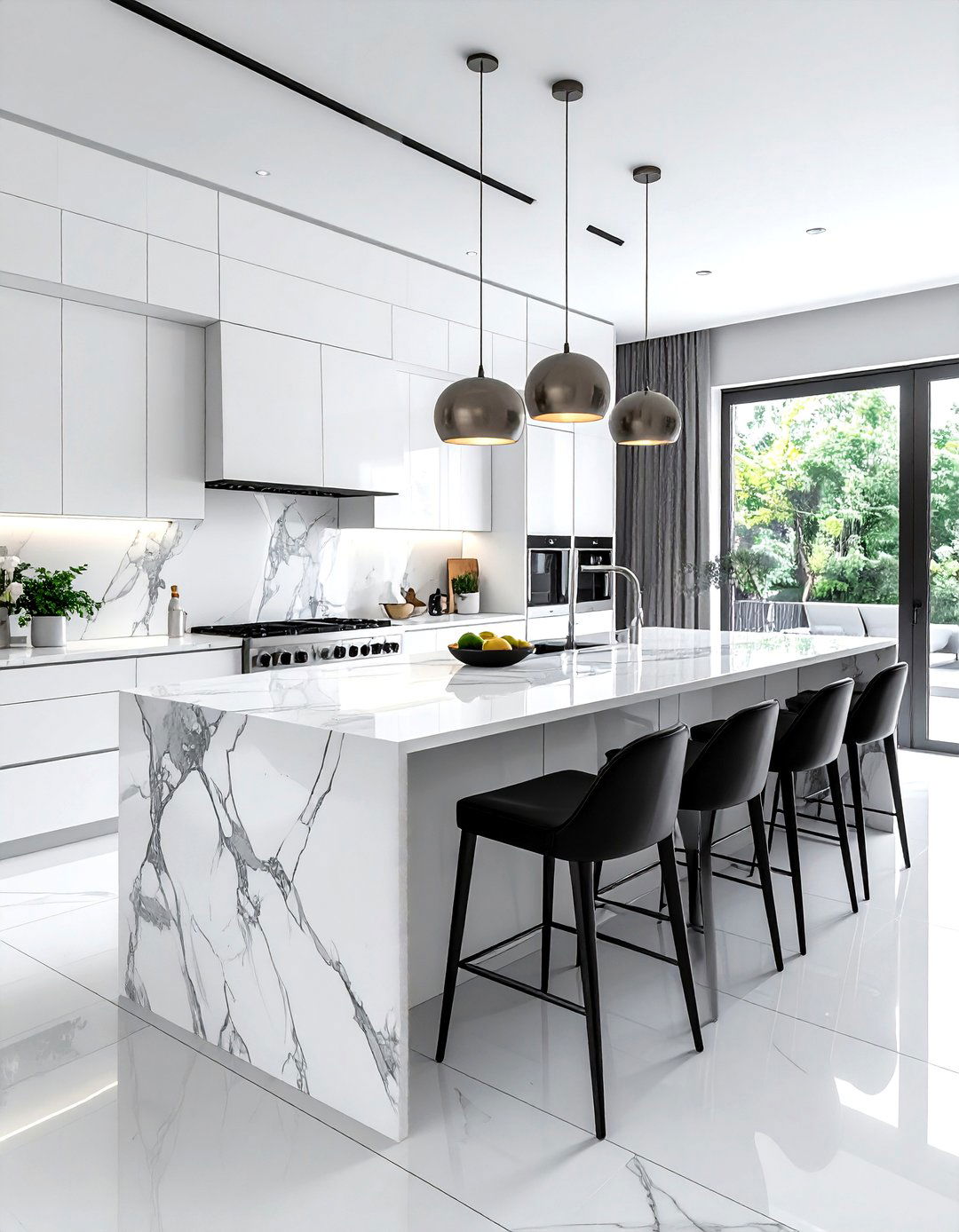 Marble surface kitchen island - 30 refined decor ideas