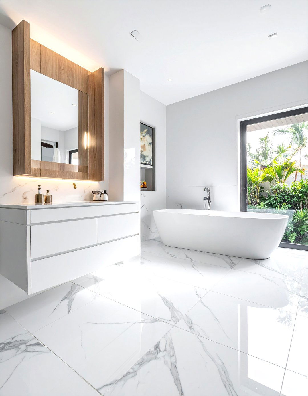 Marble tile bathroom floor - 30 white marble bathroom ideas