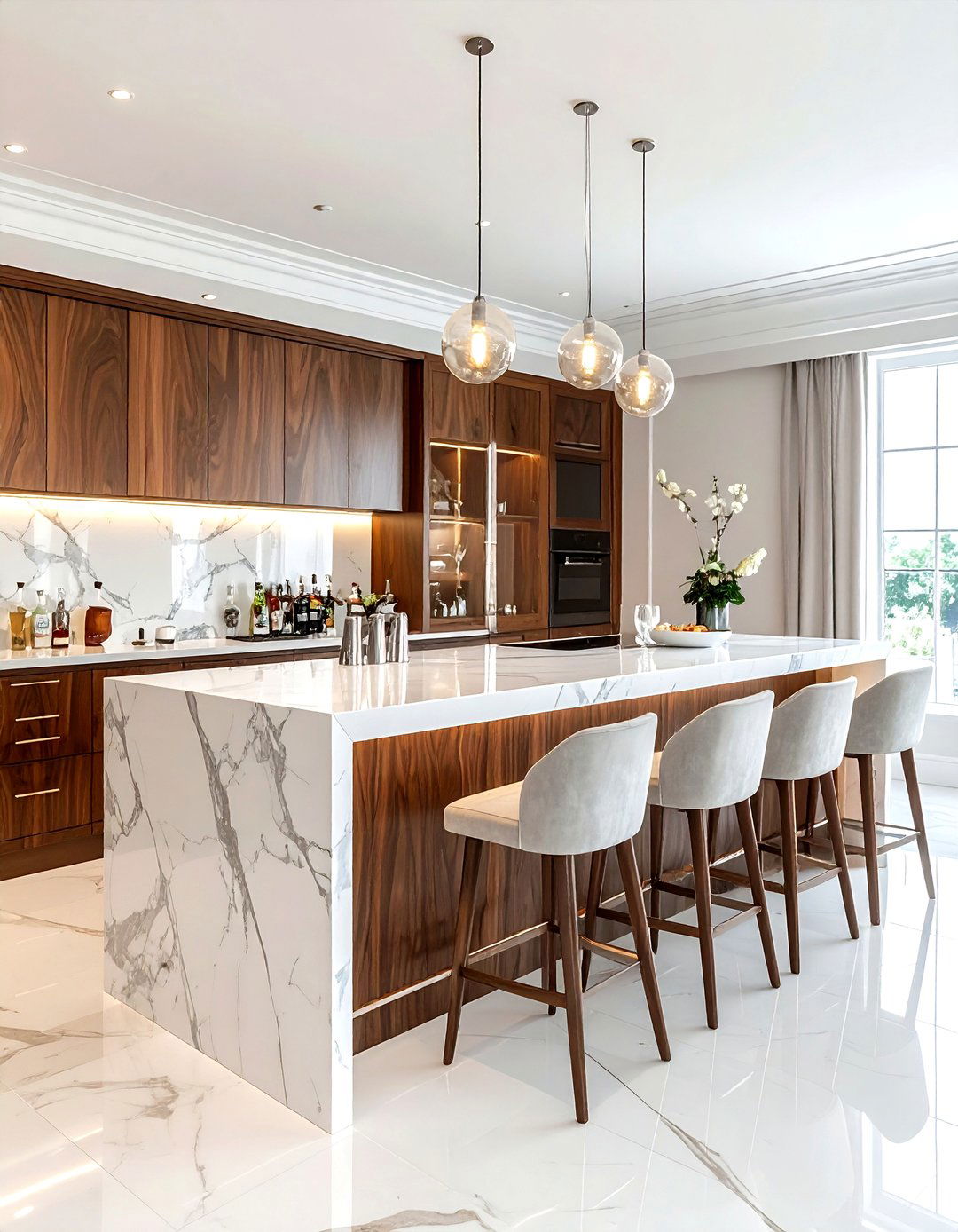 Marble top bar cabinet - 30 dining room bar cabinet ideas