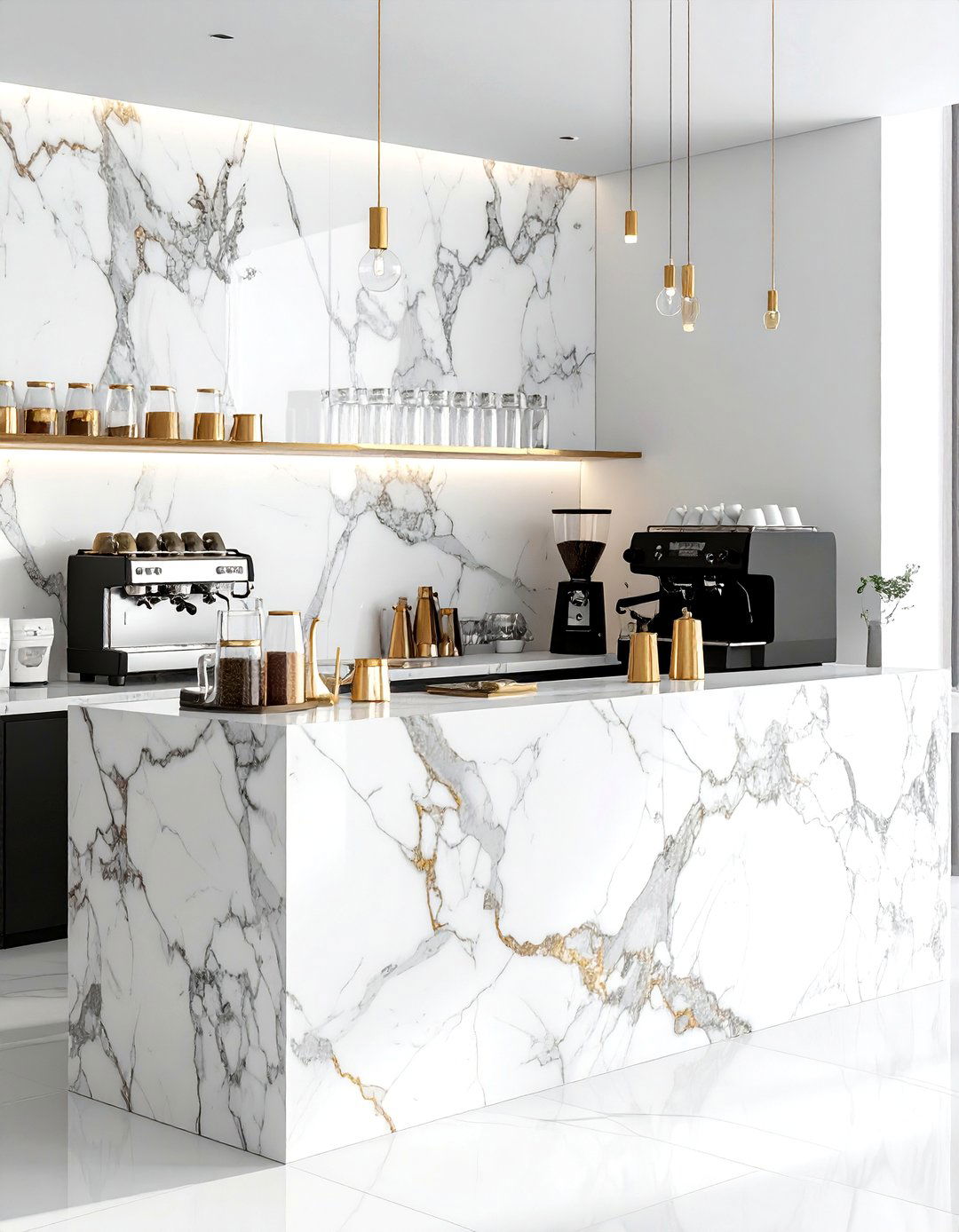 Marble top coffee station - 30 coffee bar kitchen ideas