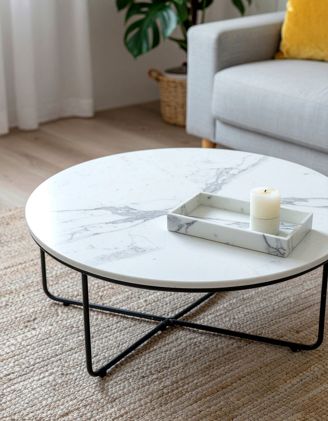 Marble top coffee table - 30 scandinavian living room ideas