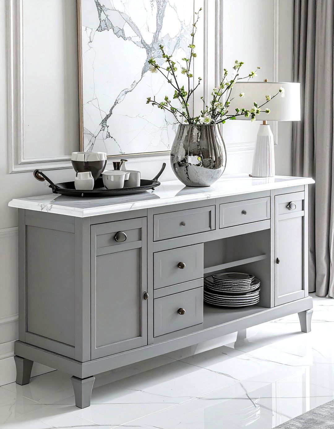 Marble top dining room buffet - 30 dining room alcove storage ideas