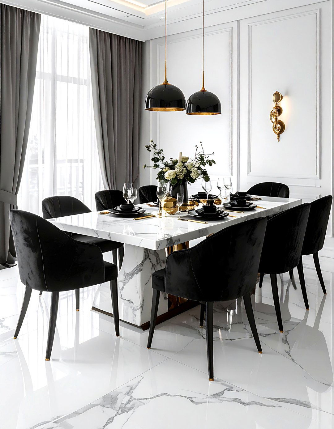 Marble top dining table - 30 classic dining room ideas