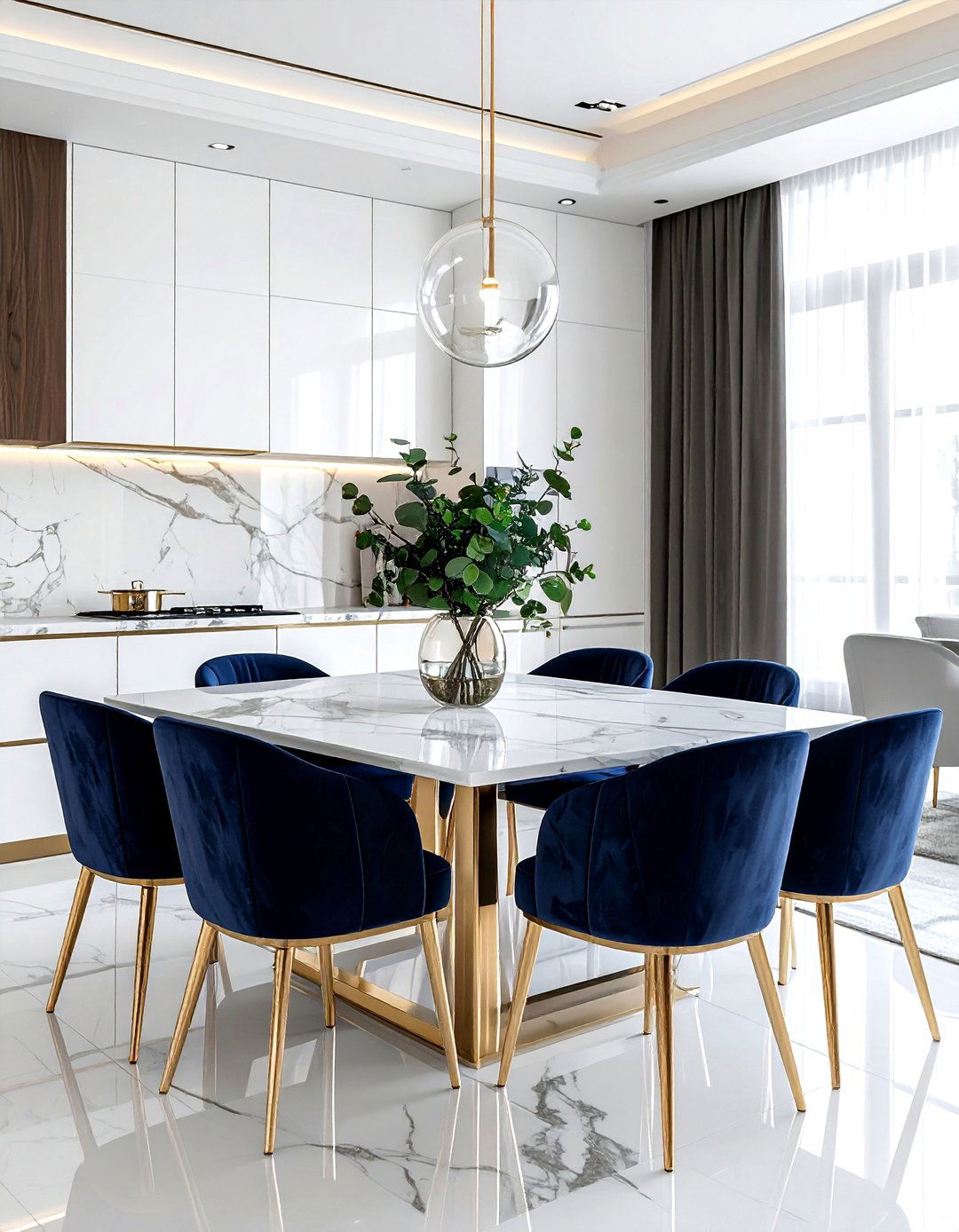 Marble top dining table - 30 kitchen dining table ideas