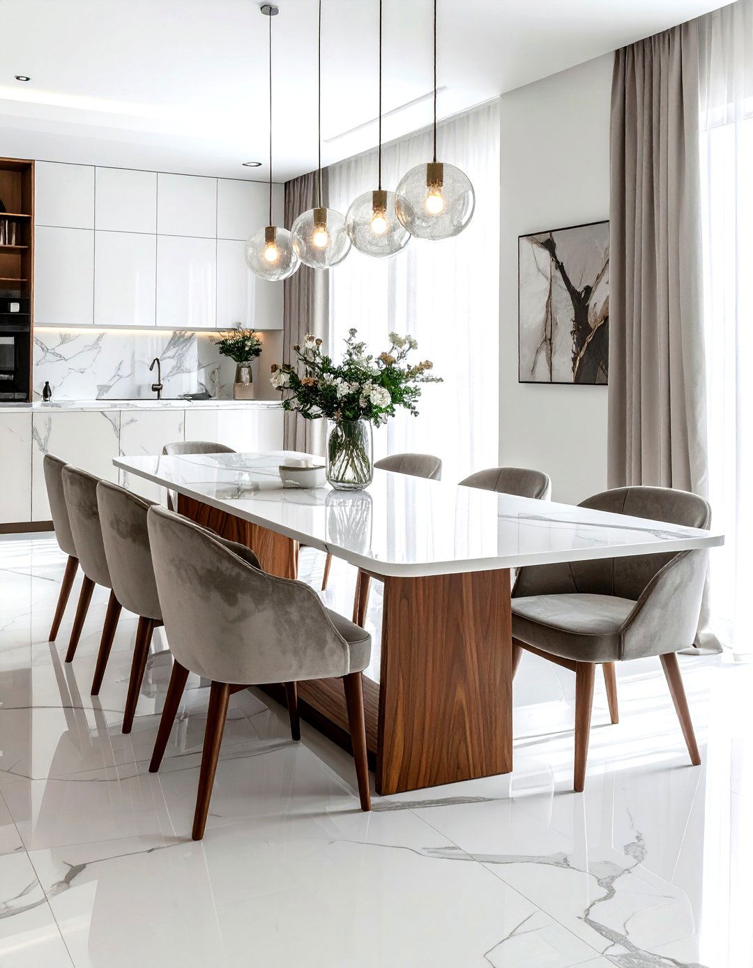 Marble top dining table - 30 mid-century modern dining room ideas