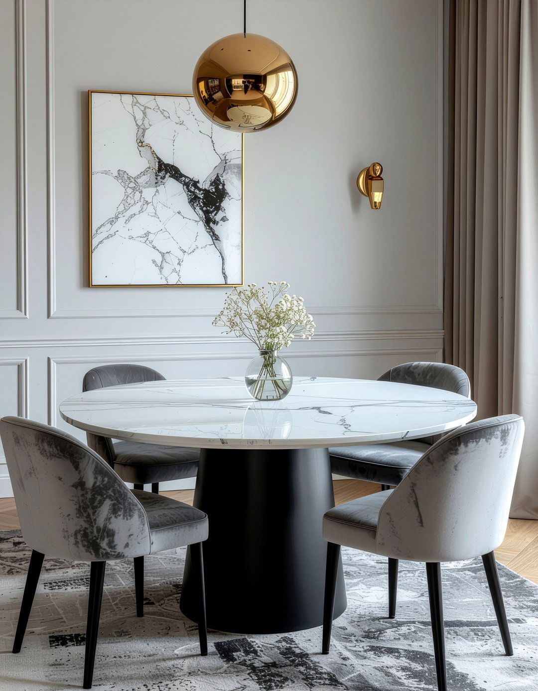 Marble top dining table - 30 practical dining room ideas