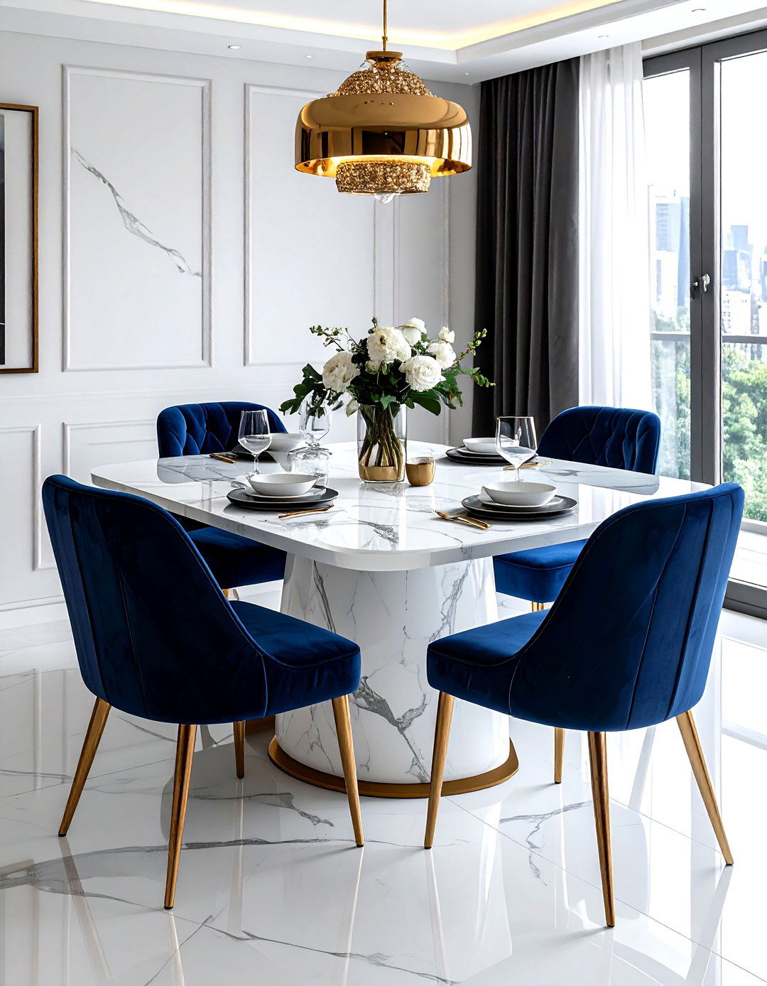 Marble top dining table - 30 dining room enhancement ideas