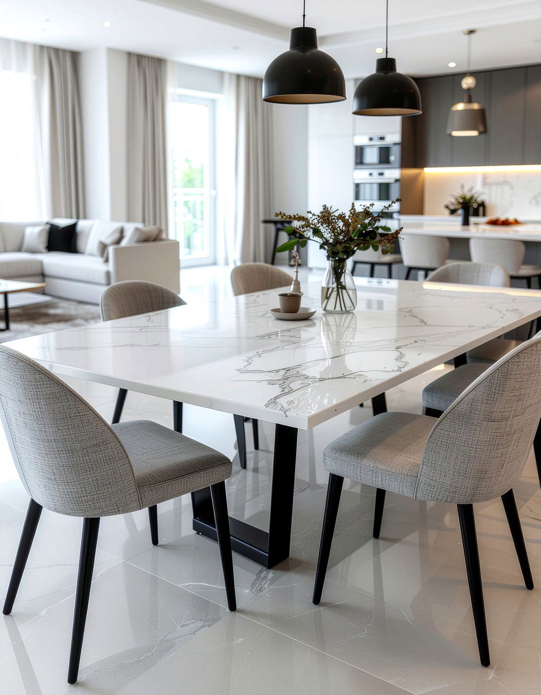 Marble top dining table - 30 dining room refresh ideas