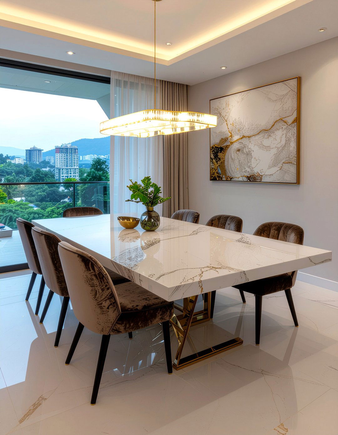 Marble top extendable dining table - 30 expandable dining room ideas