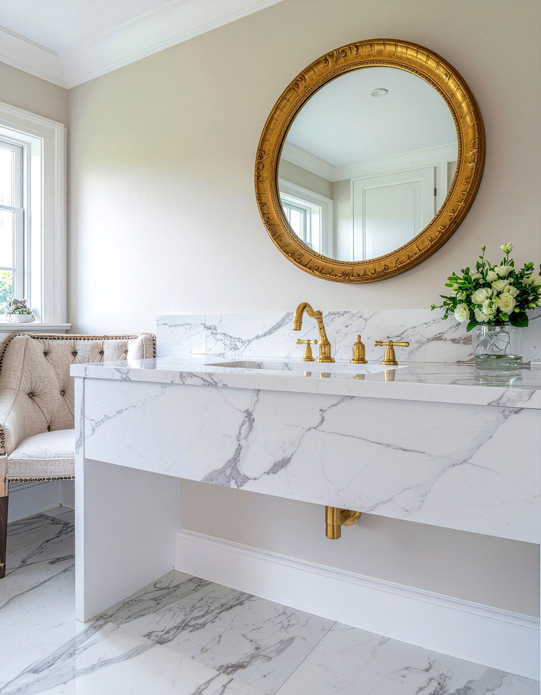 Marble top floating vanity - 30 bedroom floating vanity ideas