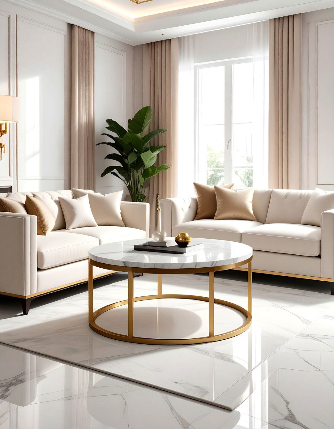 Marble top side table living room - 30 beige living room furniture ideas