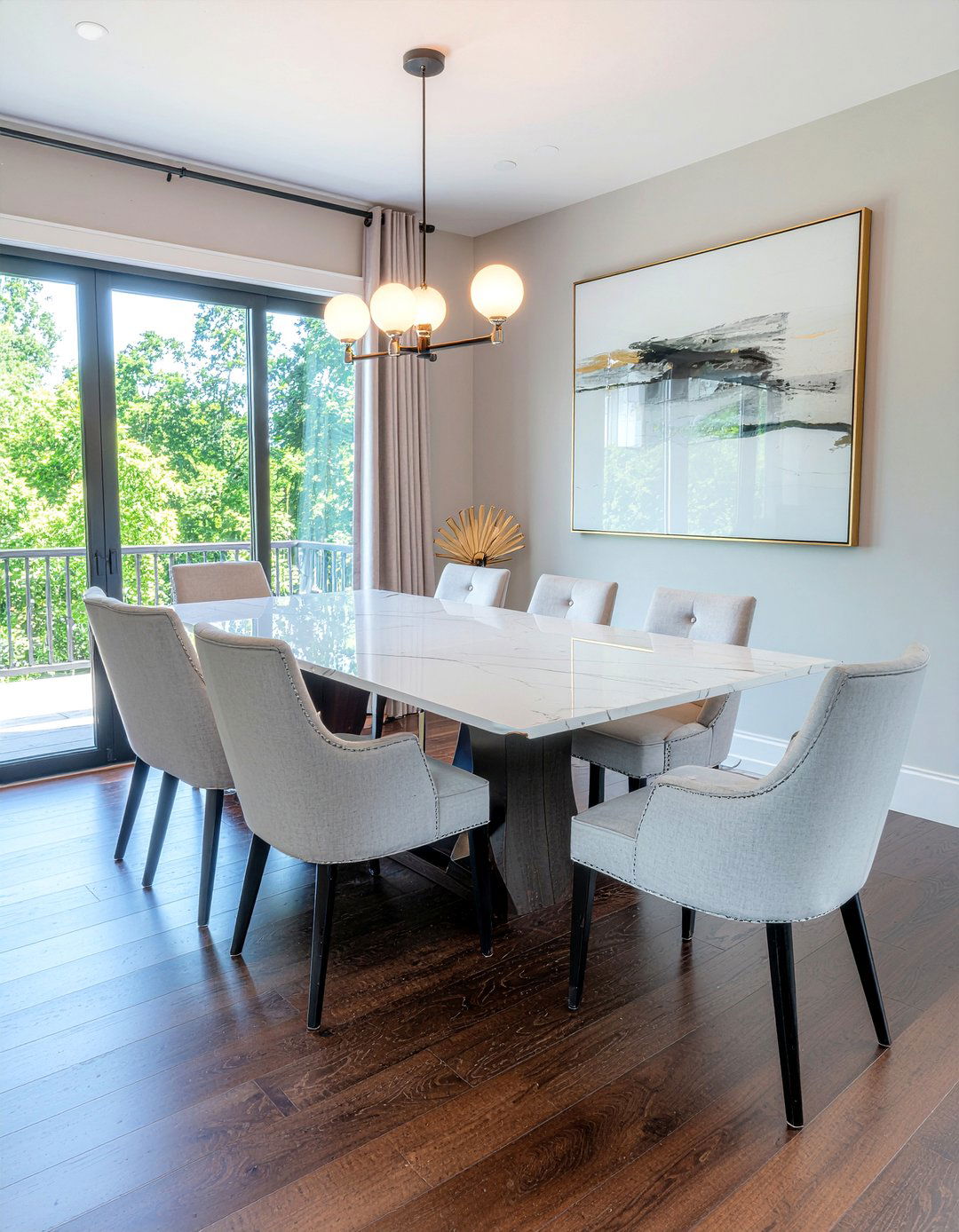 Marble top table with wood base - 30 dining room finish mixing ideas
