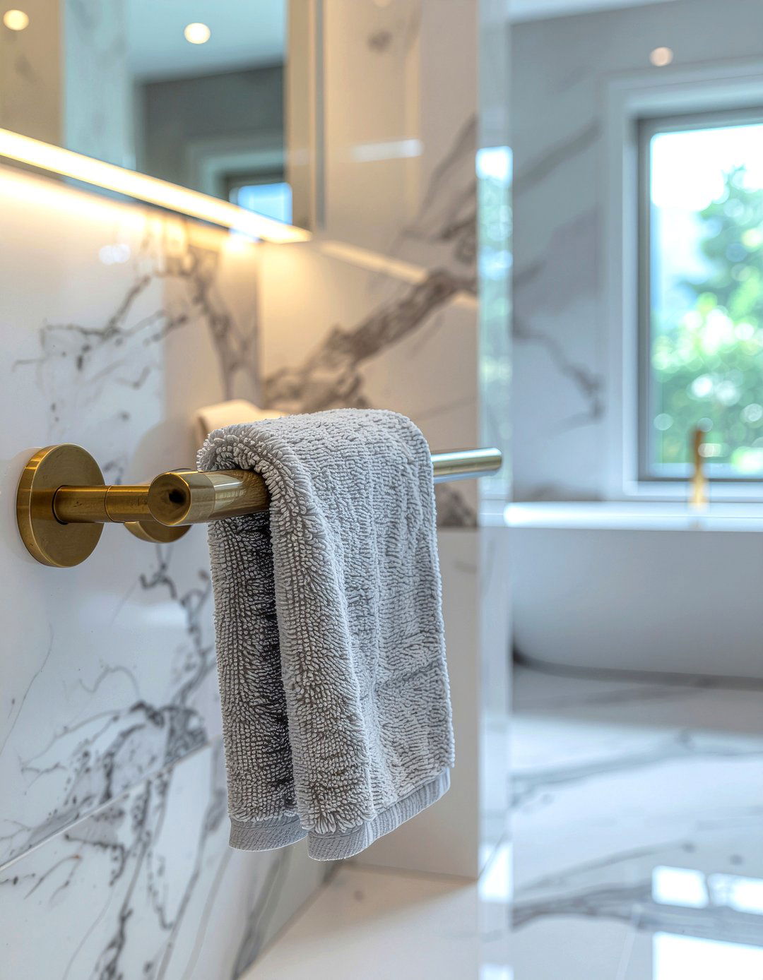 Marble towel ring - 30 bathroom towel ring ideas