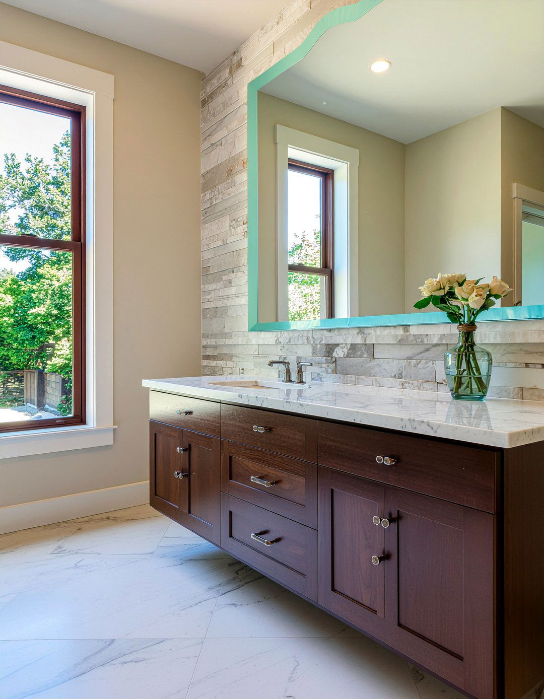 Marble vanity bathroom - 30 marble look bathroom ideas