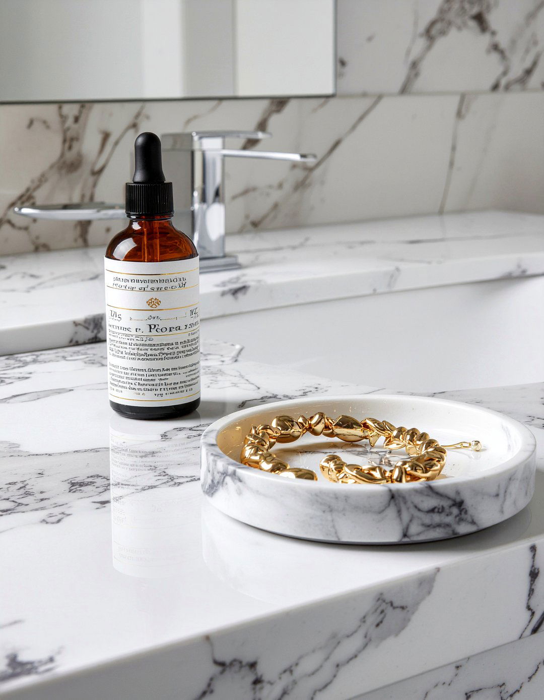 Marble vanity tray - 30 bathroom countertop styling ideas