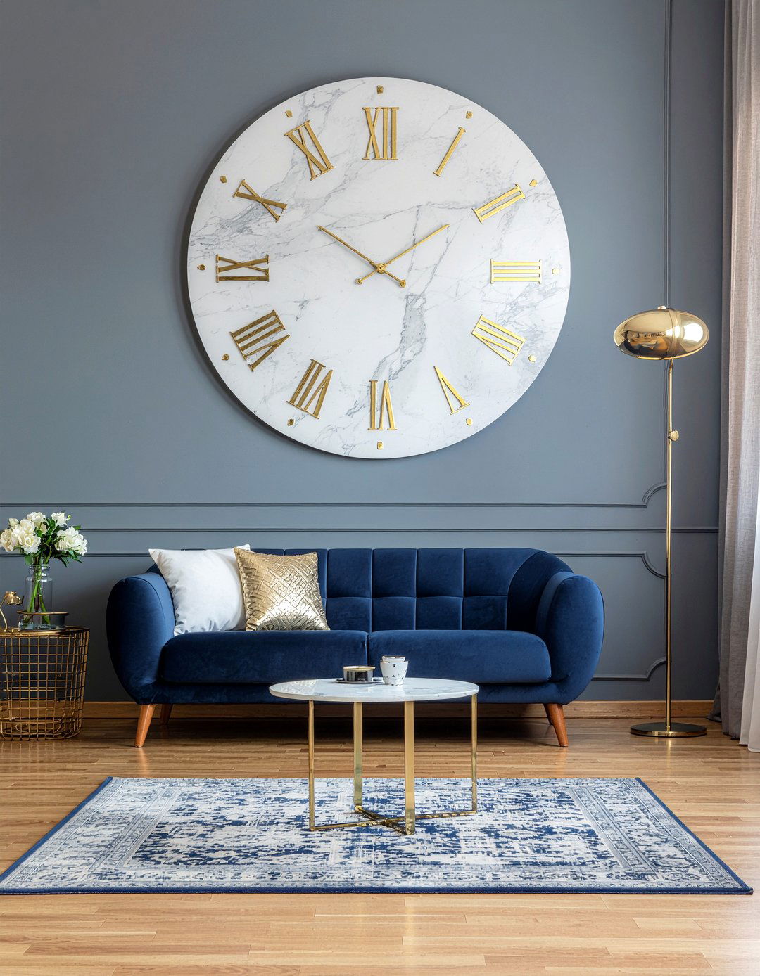 Marble wall clock - 30 living room clock ideas