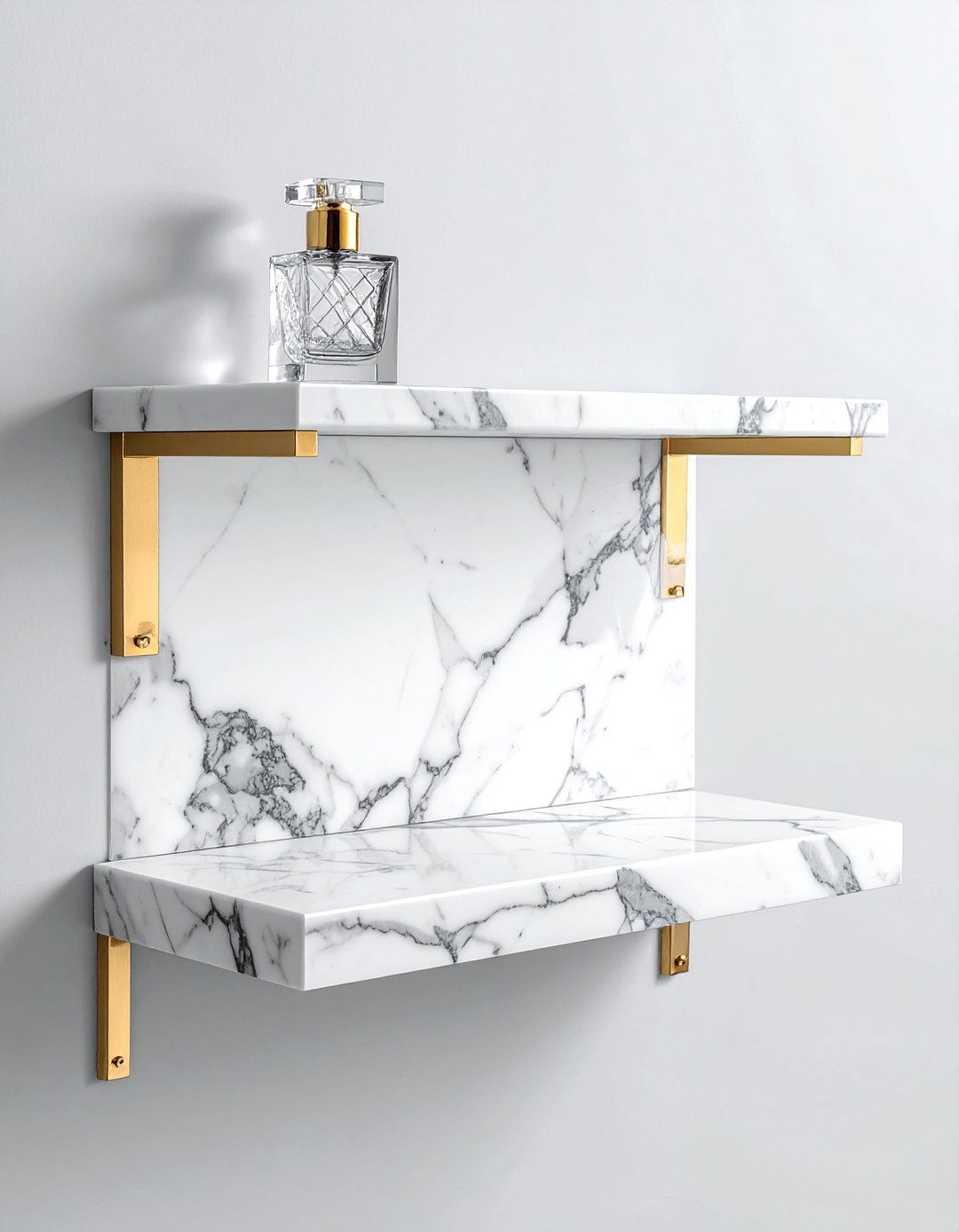 Marble wall shelf - 30 bathroom overhead storage ideas