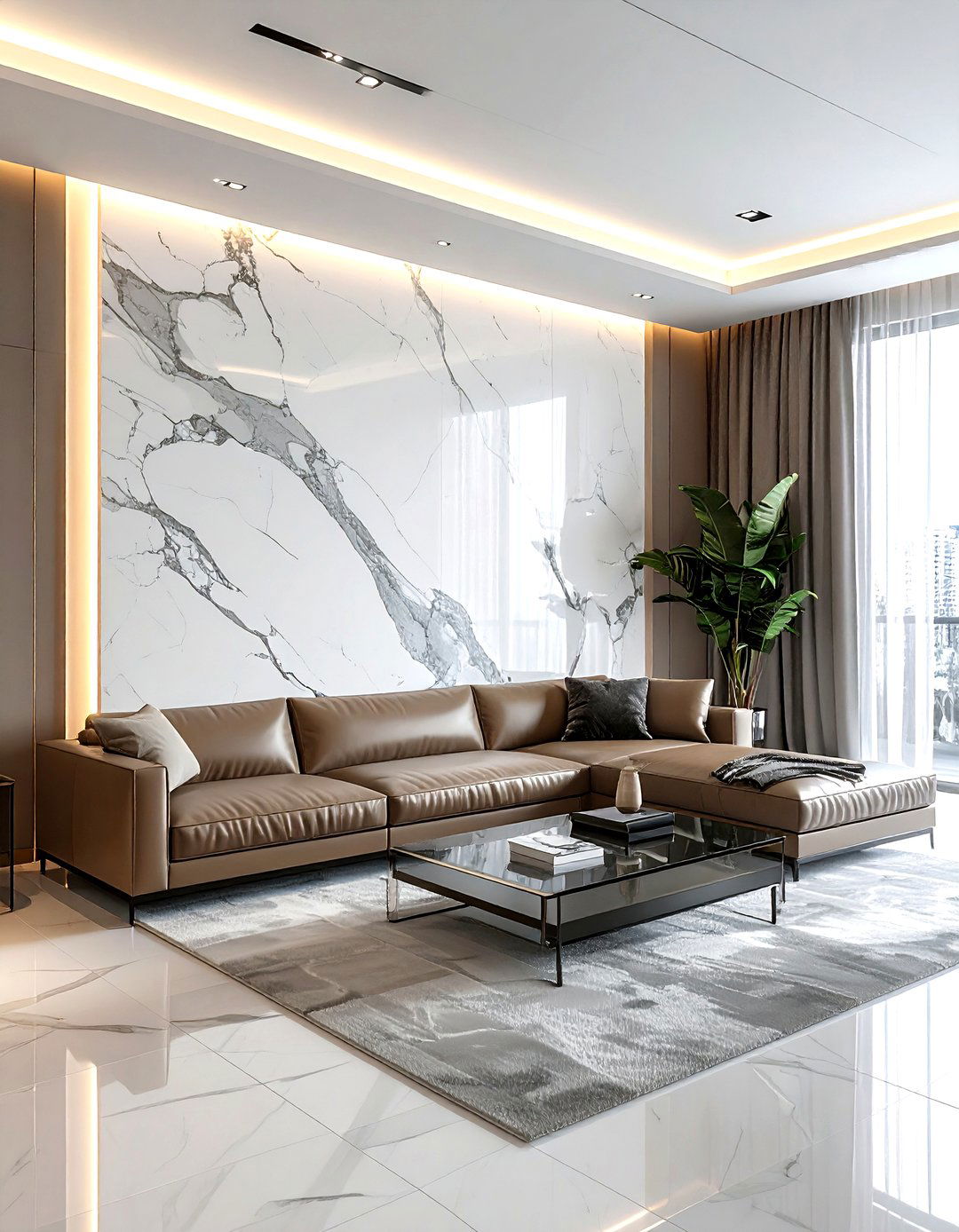 Marble wall slab - 30 living room flat panel ideas