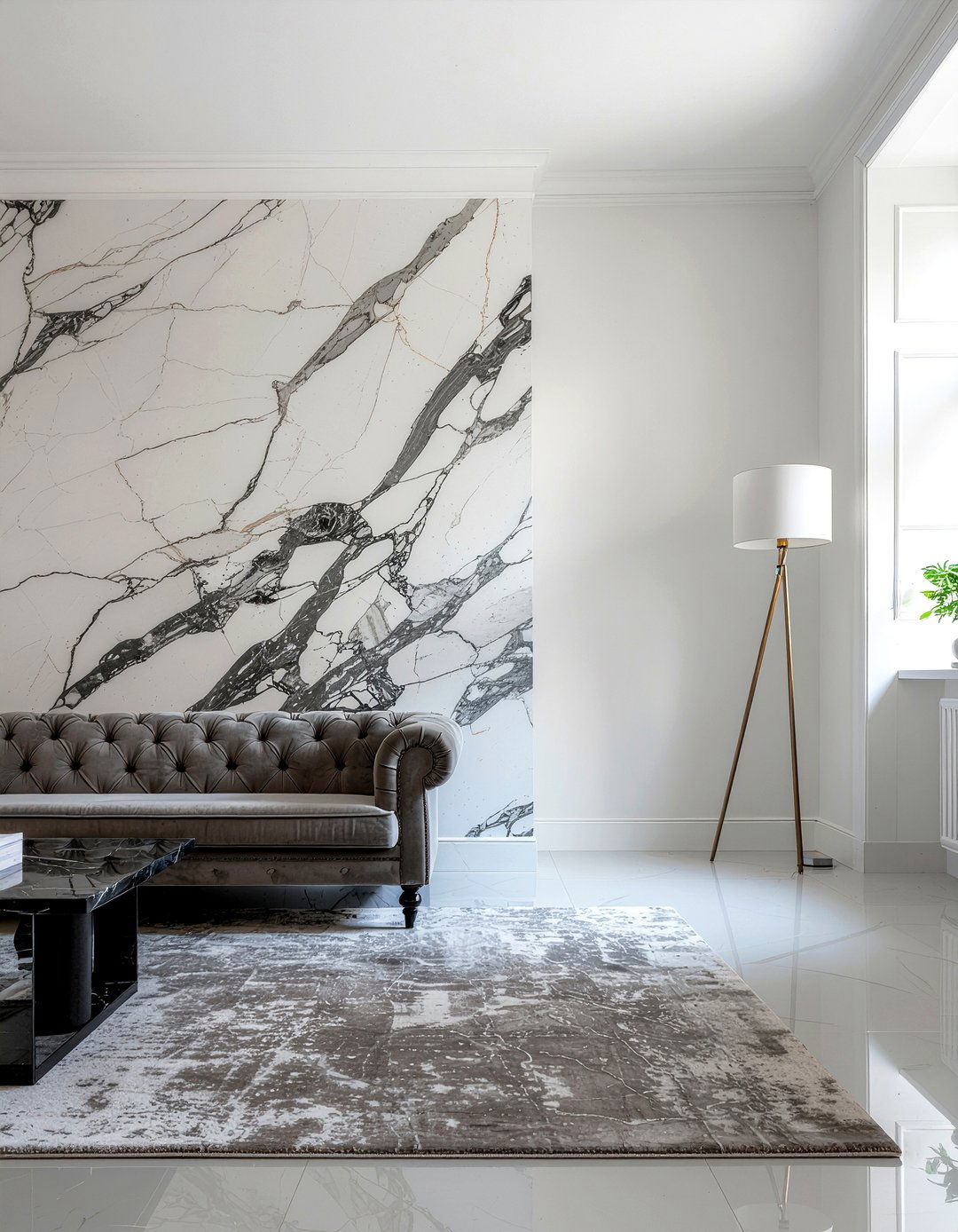 Marble wallpaper - 30 living room modern wallpapers