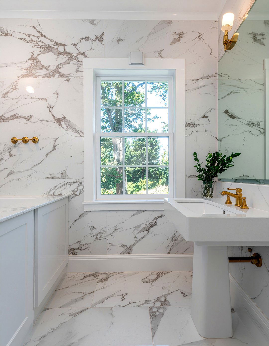 Marble wallpaper bathroom - 30 marble look bathroom ideas