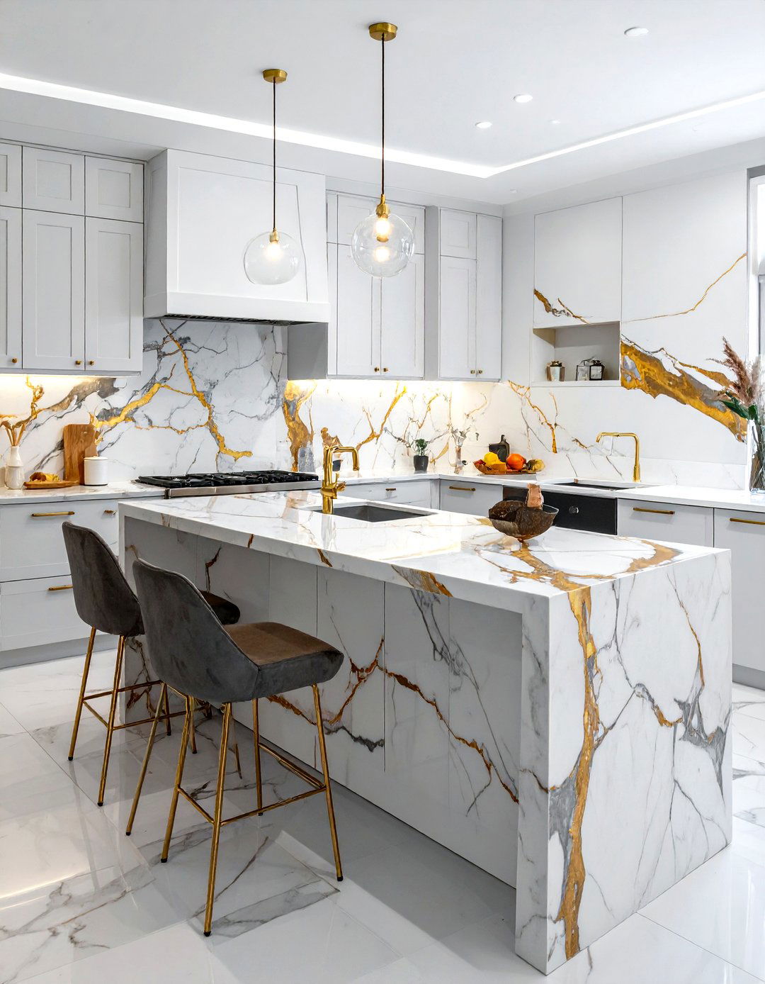 Marble with heavy veining - 30 textured kitchen ideas