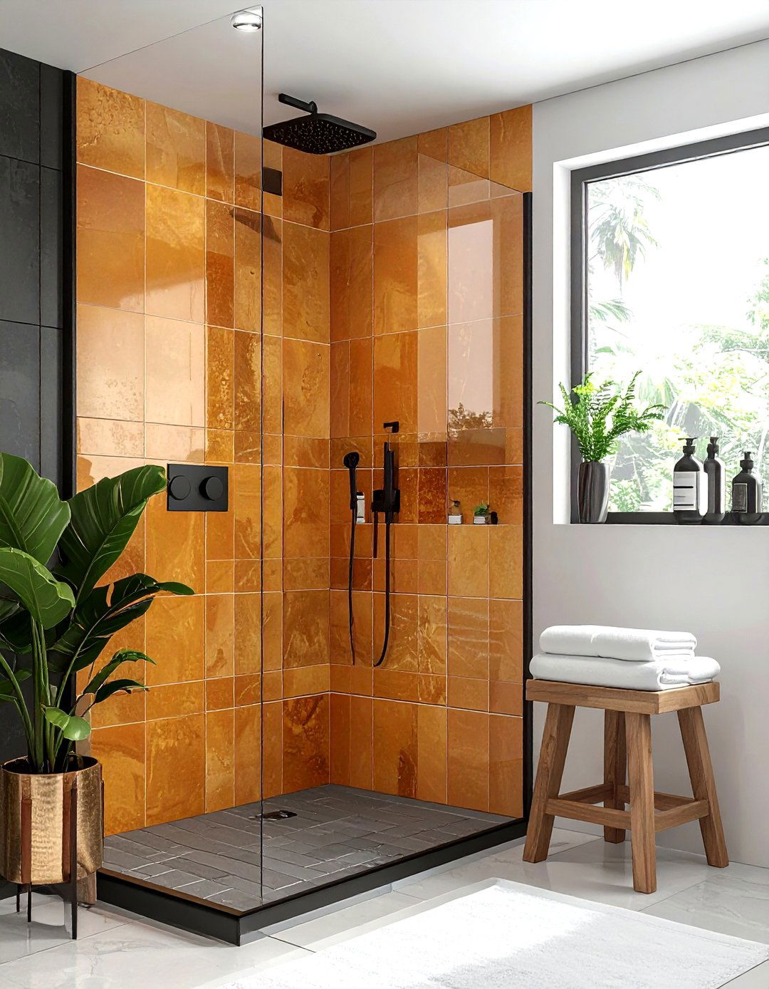 Marigold Bathroom Tile - 30 orange decor ideas