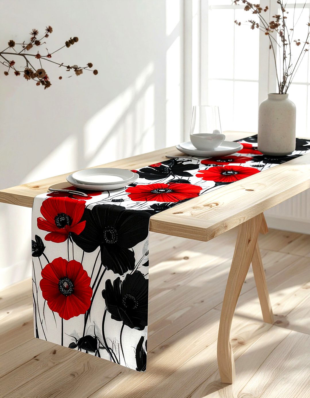 Marimekko table runner - 30 Finnish dining room ideas