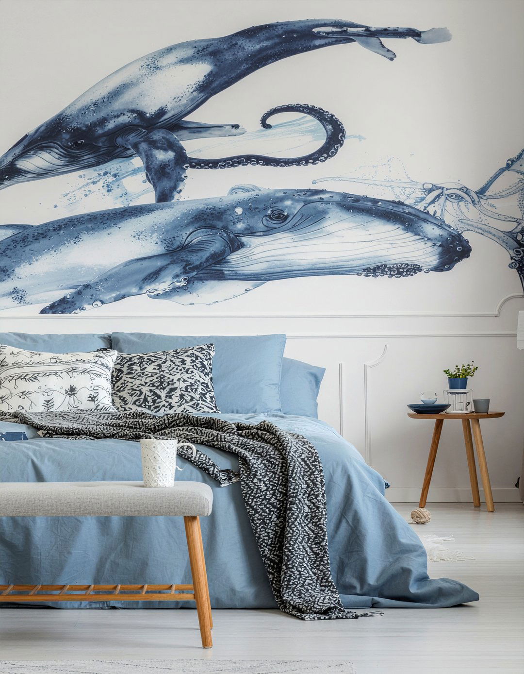 Marine life wallpaper - 30 underwater bedroom ideas