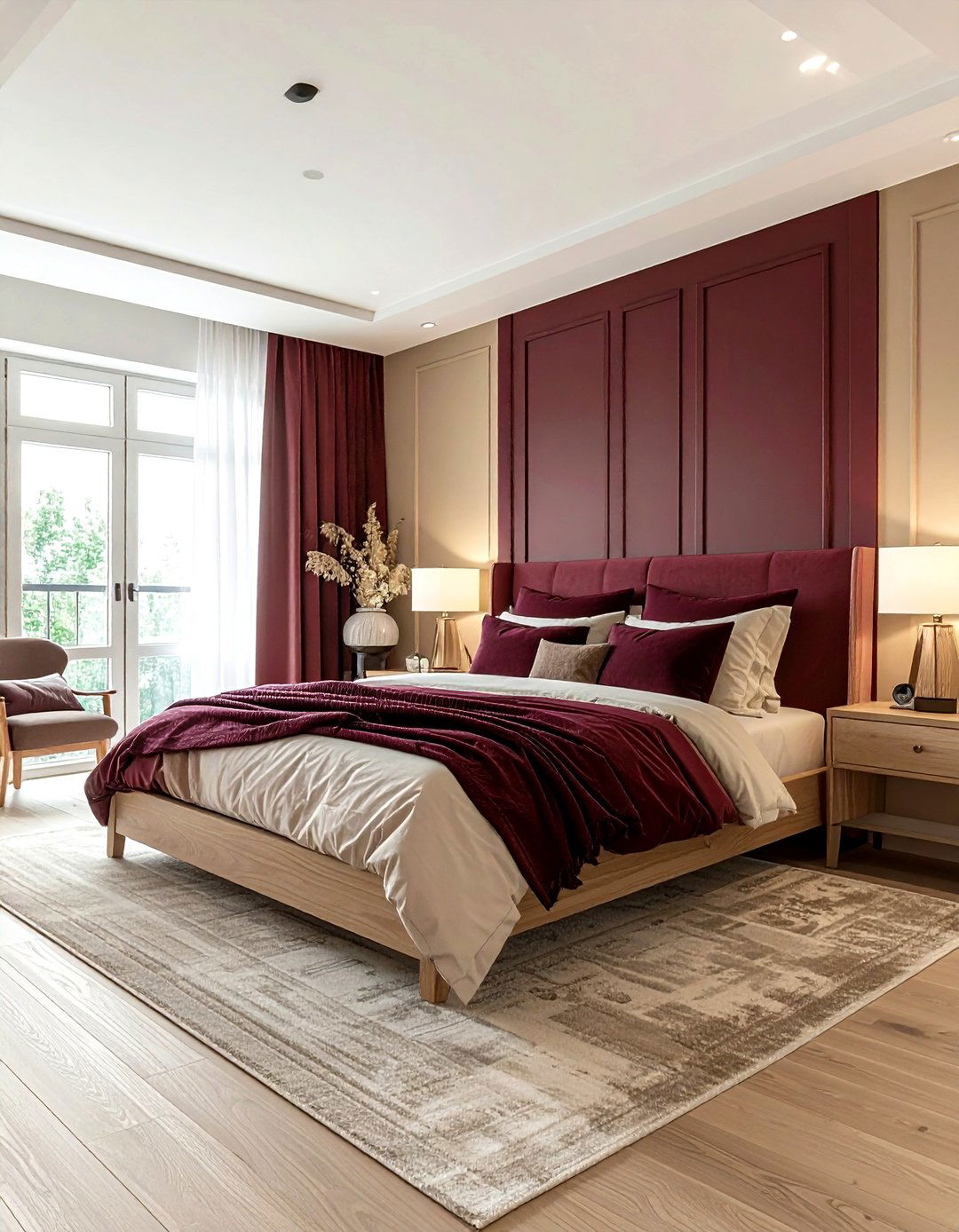 Maroon and beige bedroom - 30 maroon bedroom ideas