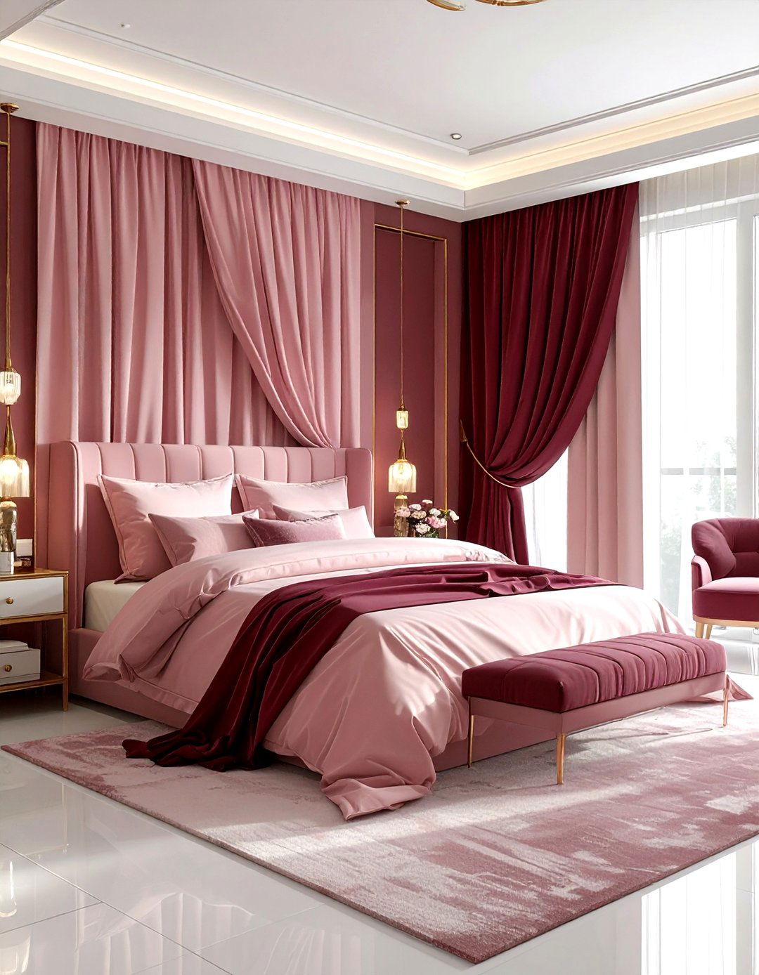 Maroon and blush pink bedroom - 30 maroon bedroom ideas