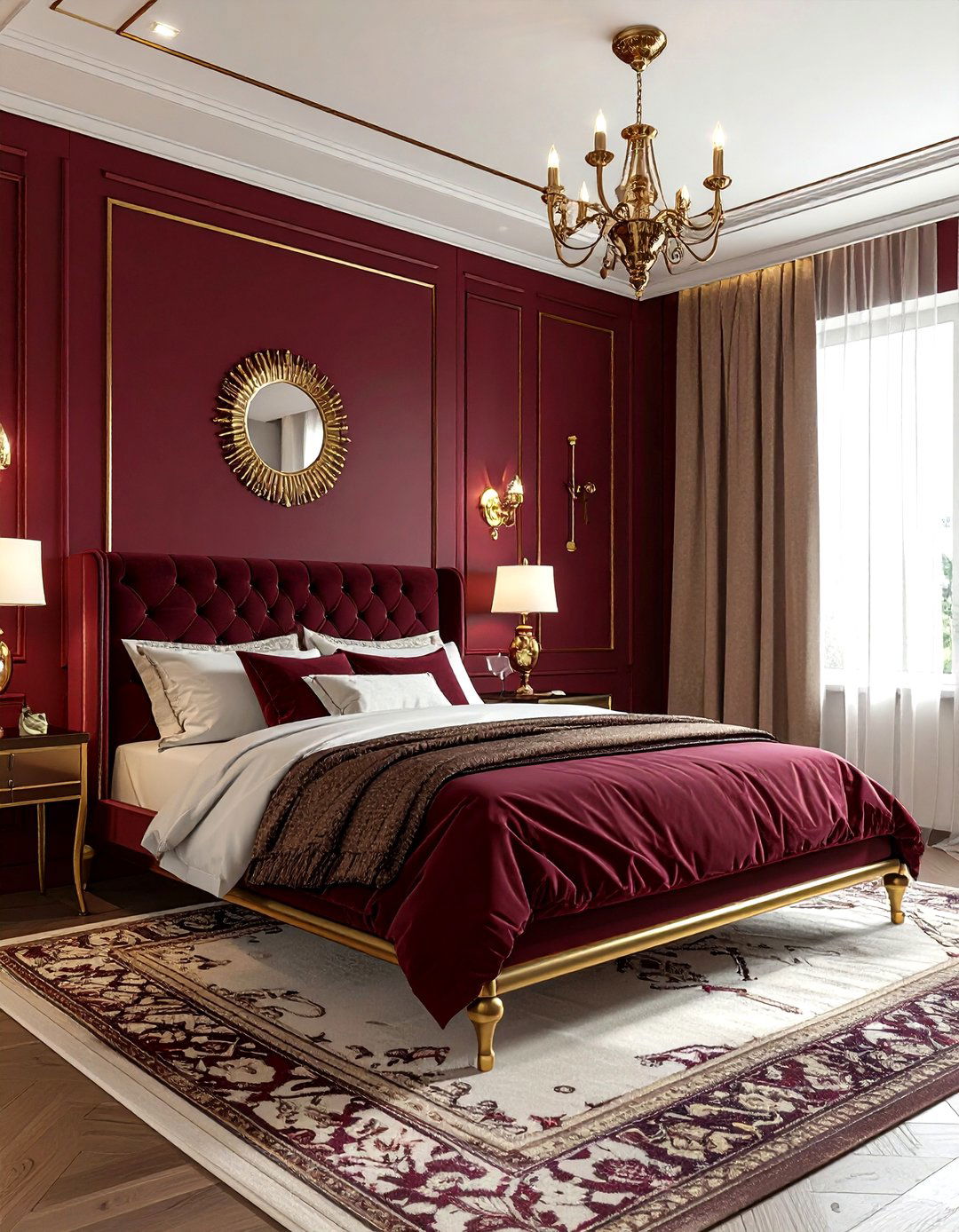 Maroon and brass bedroom - 30 maroon bedroom ideas