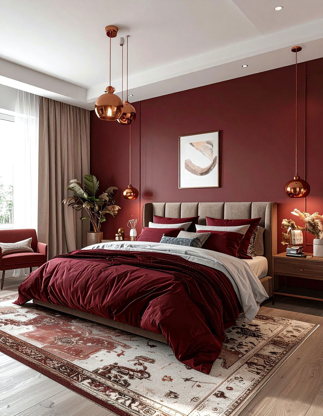 Maroon and copper bedroom - 30 maroon bedroom ideas