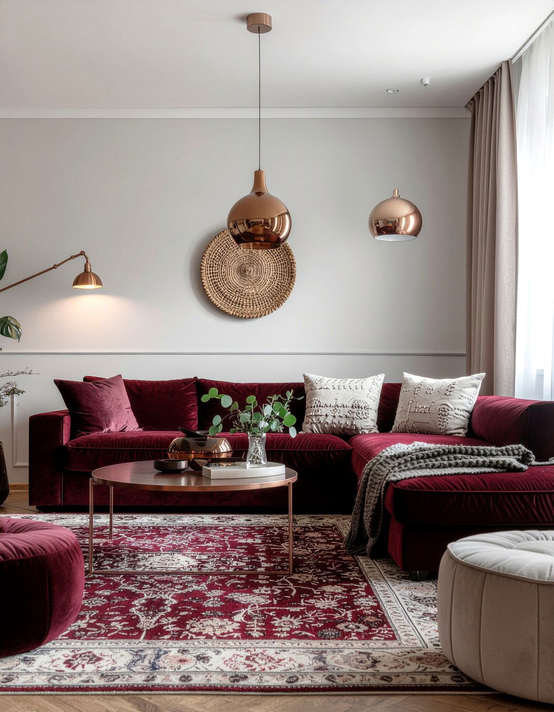 Maroon and copper living room - 30 maroon living room ideas