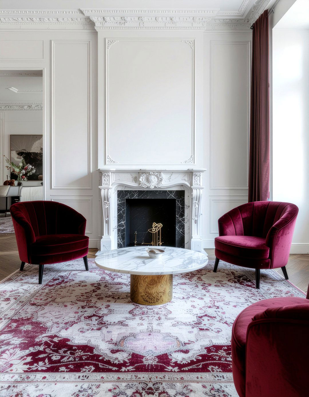 Maroon and marble living room - 30 maroon living room ideas