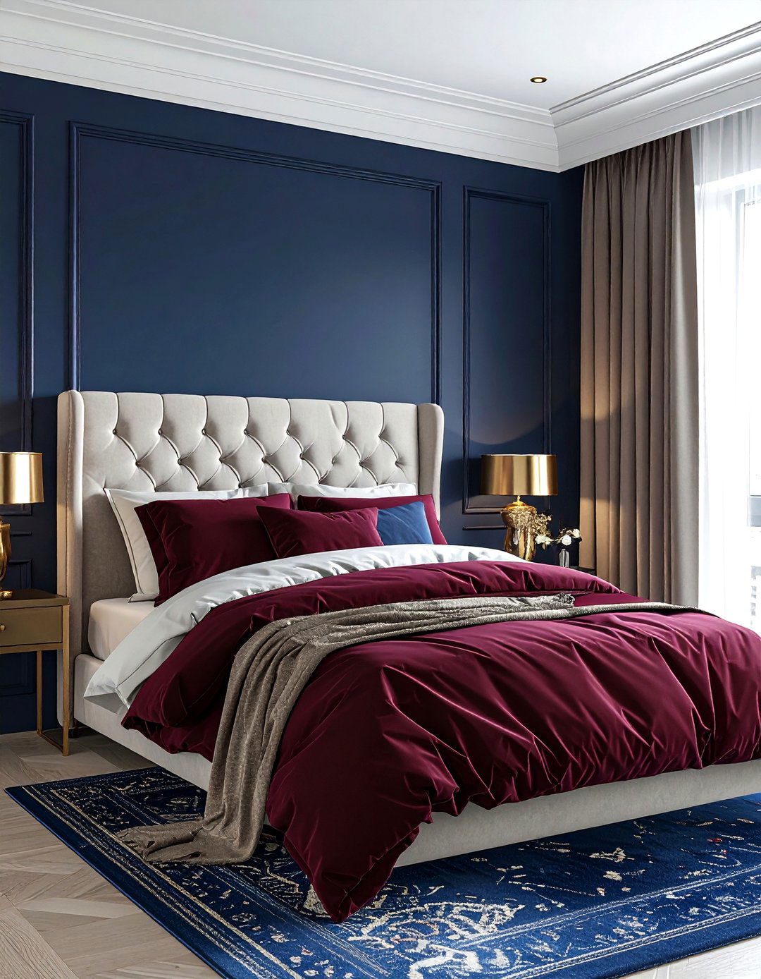 Maroon and navy blue bedroom - 30 maroon bedroom ideas
