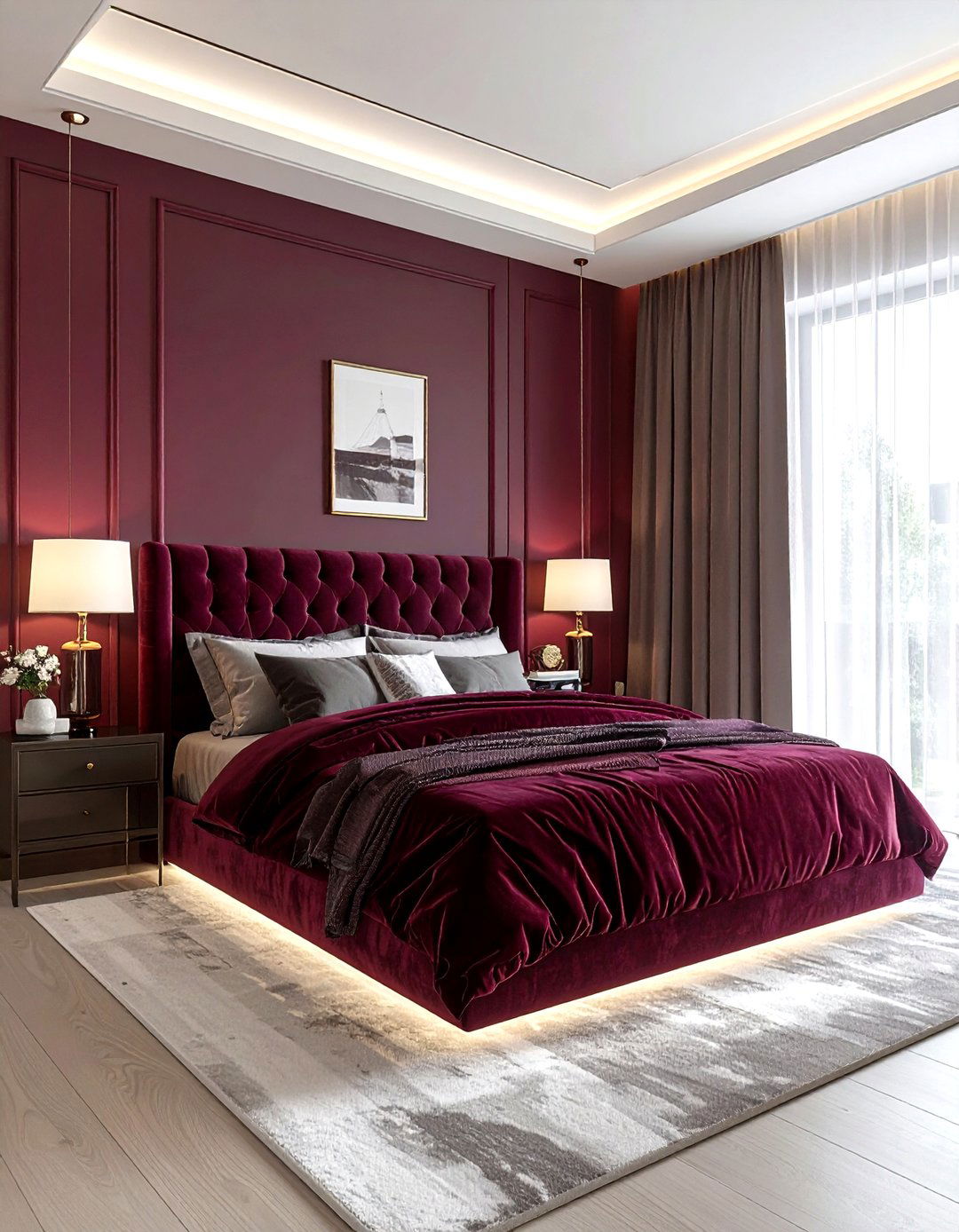 Maroon and plum moody bedroom - 30 maroon bedroom ideas
