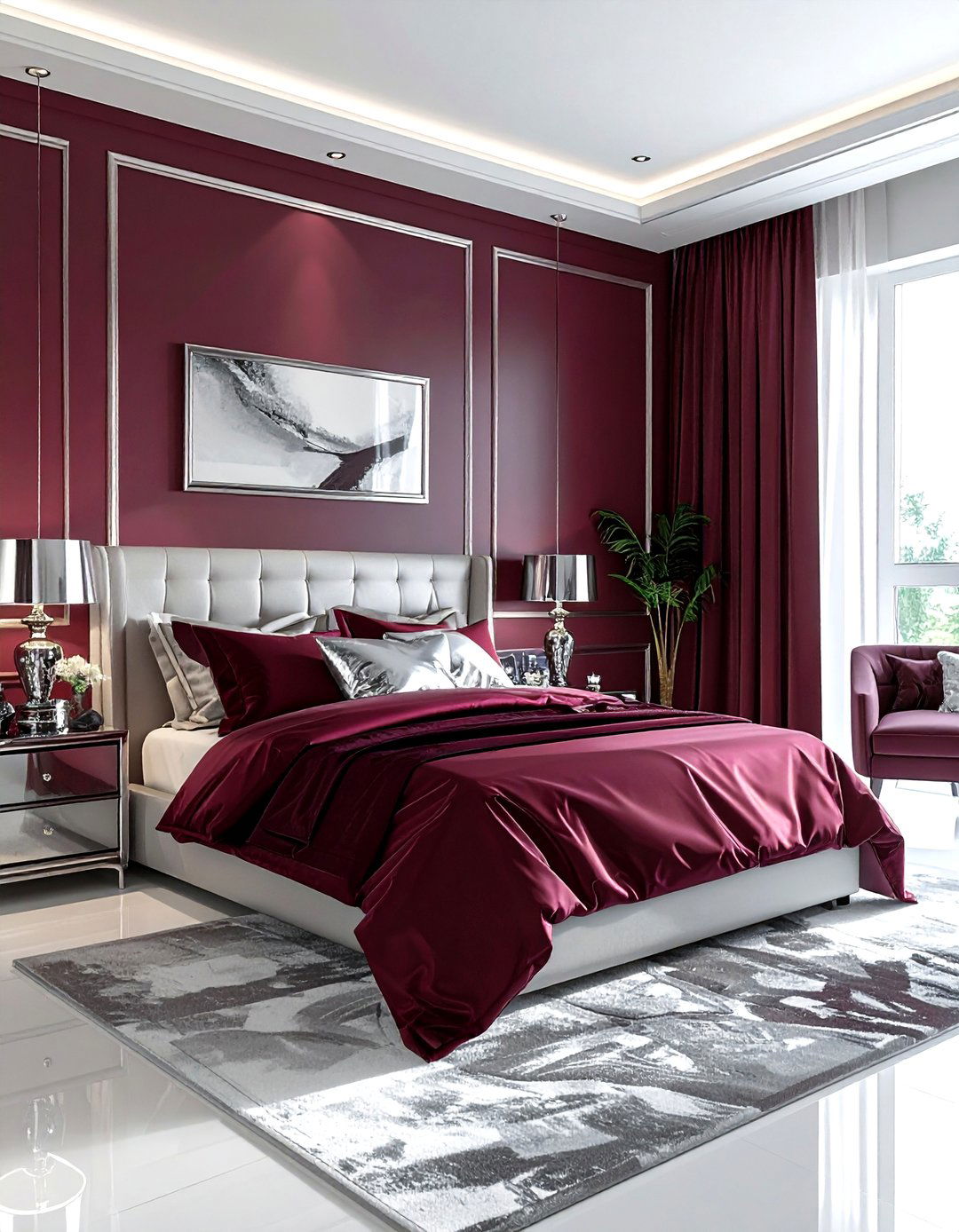 Maroon and silver bedroom - 30 maroon bedroom ideas