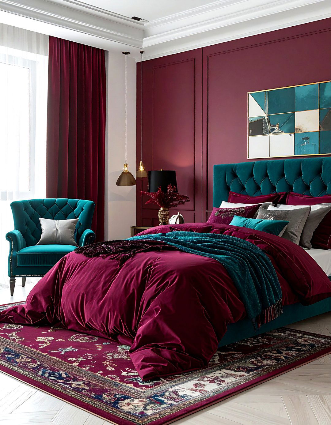 Maroon and teal bedroom - 30 maroon bedroom ideas