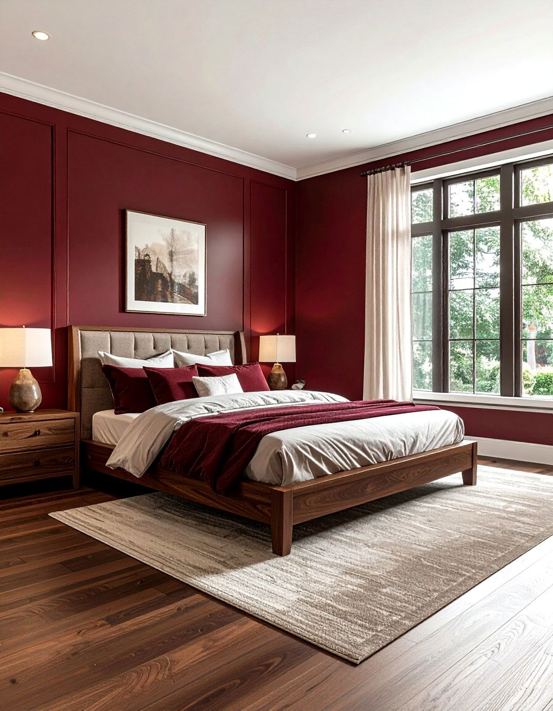 Maroon and wood bedroom - 30 maroon bedroom ideas