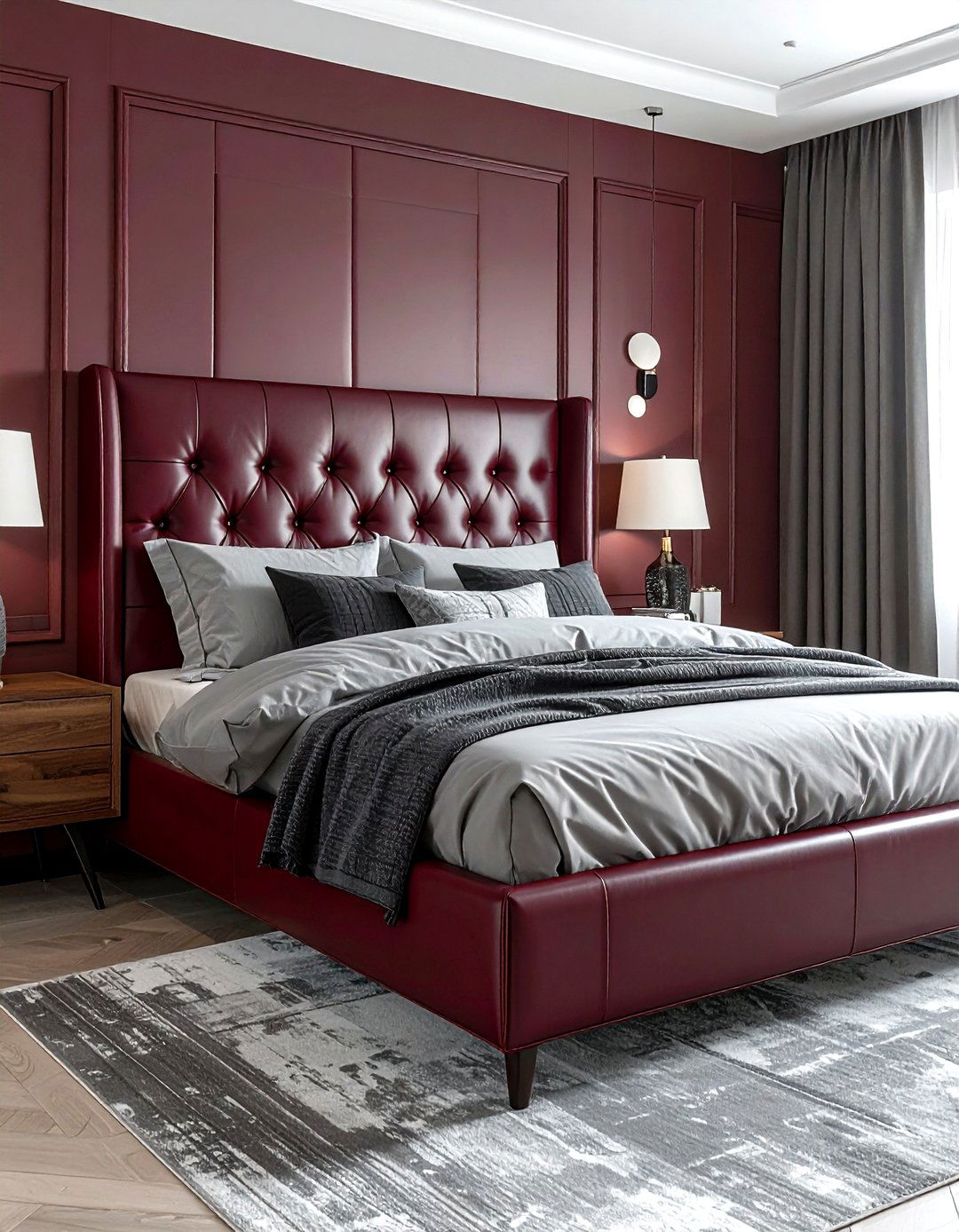 Maroon leather headboard bedroom - 30 maroon bedroom ideas