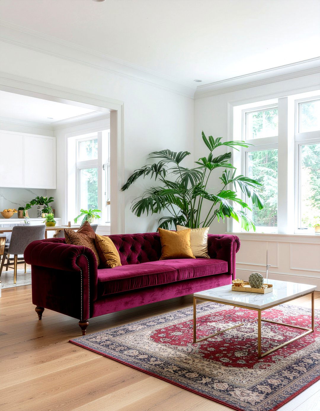 Maroon velvet sofa - 30 maroon living room ideas