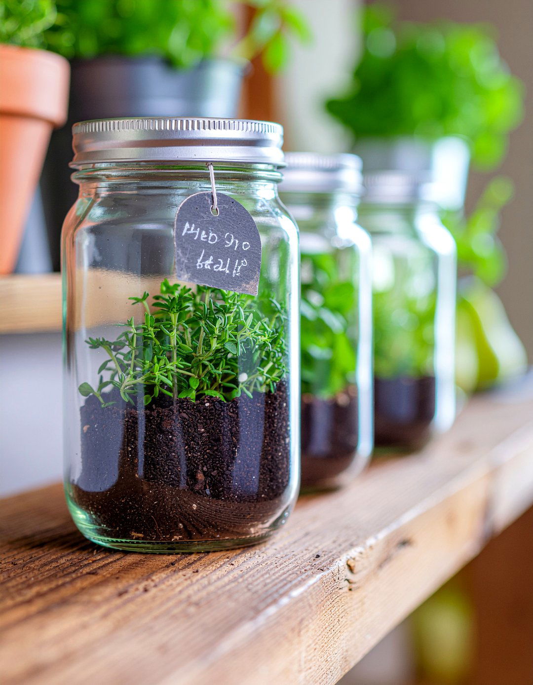 Mason Jar Herb Garden - 30 indoor herb garden kitchen ideas