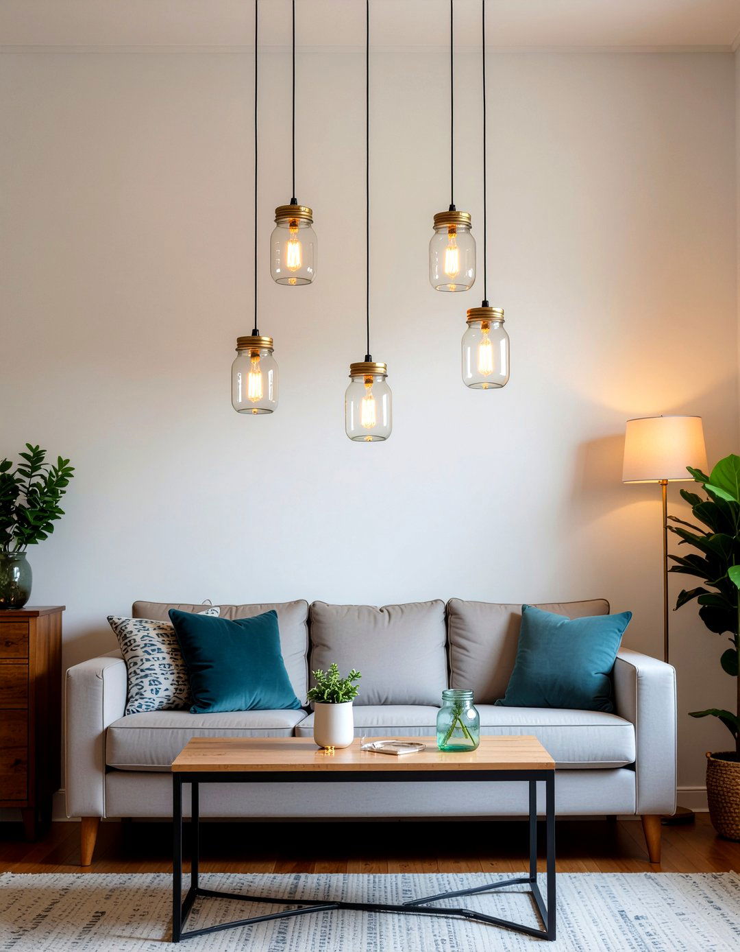 Mason Jar Lighting - 30 repurposed living room ideas