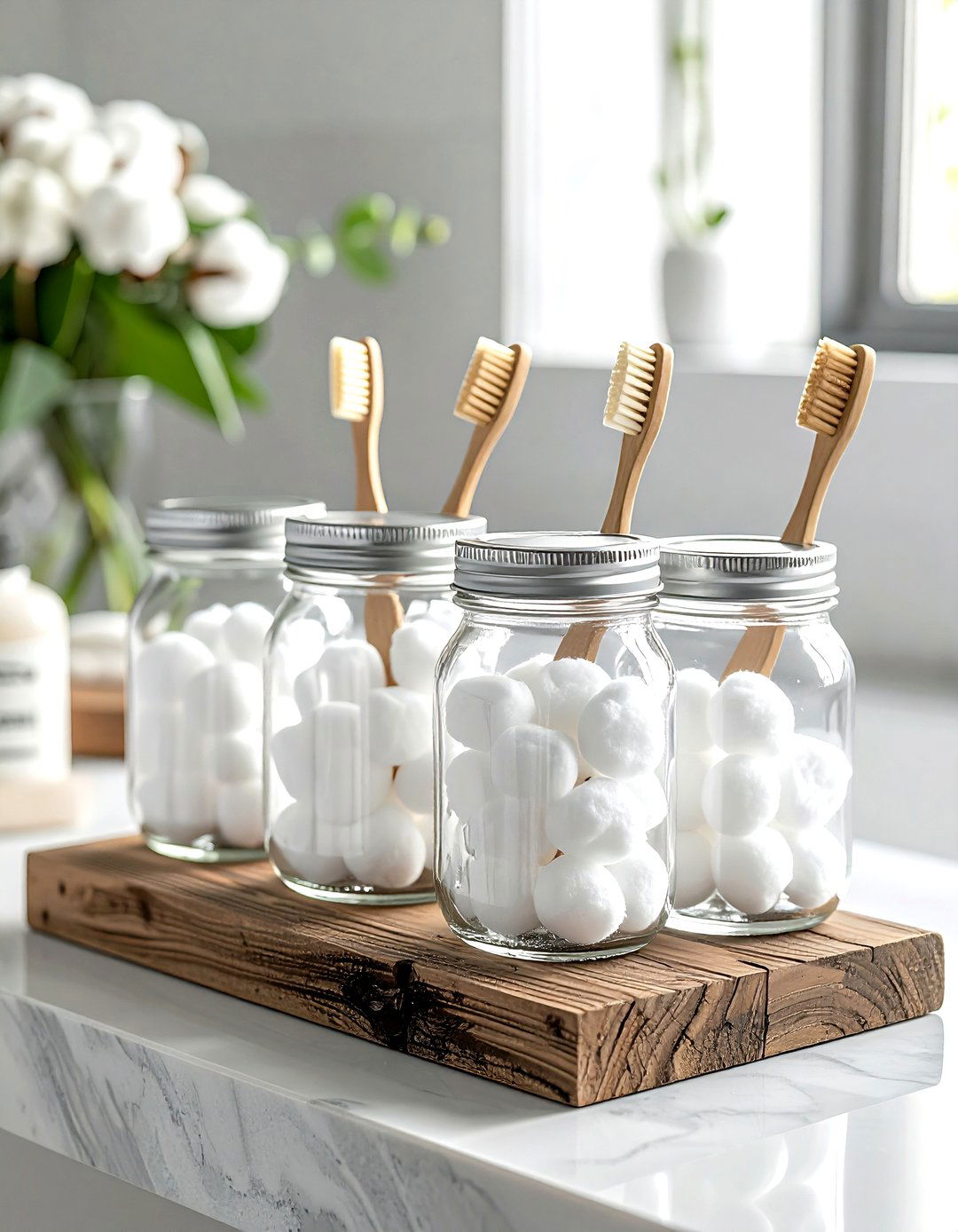 Mason jar bathroom storage - 30 repurposed decor ideas