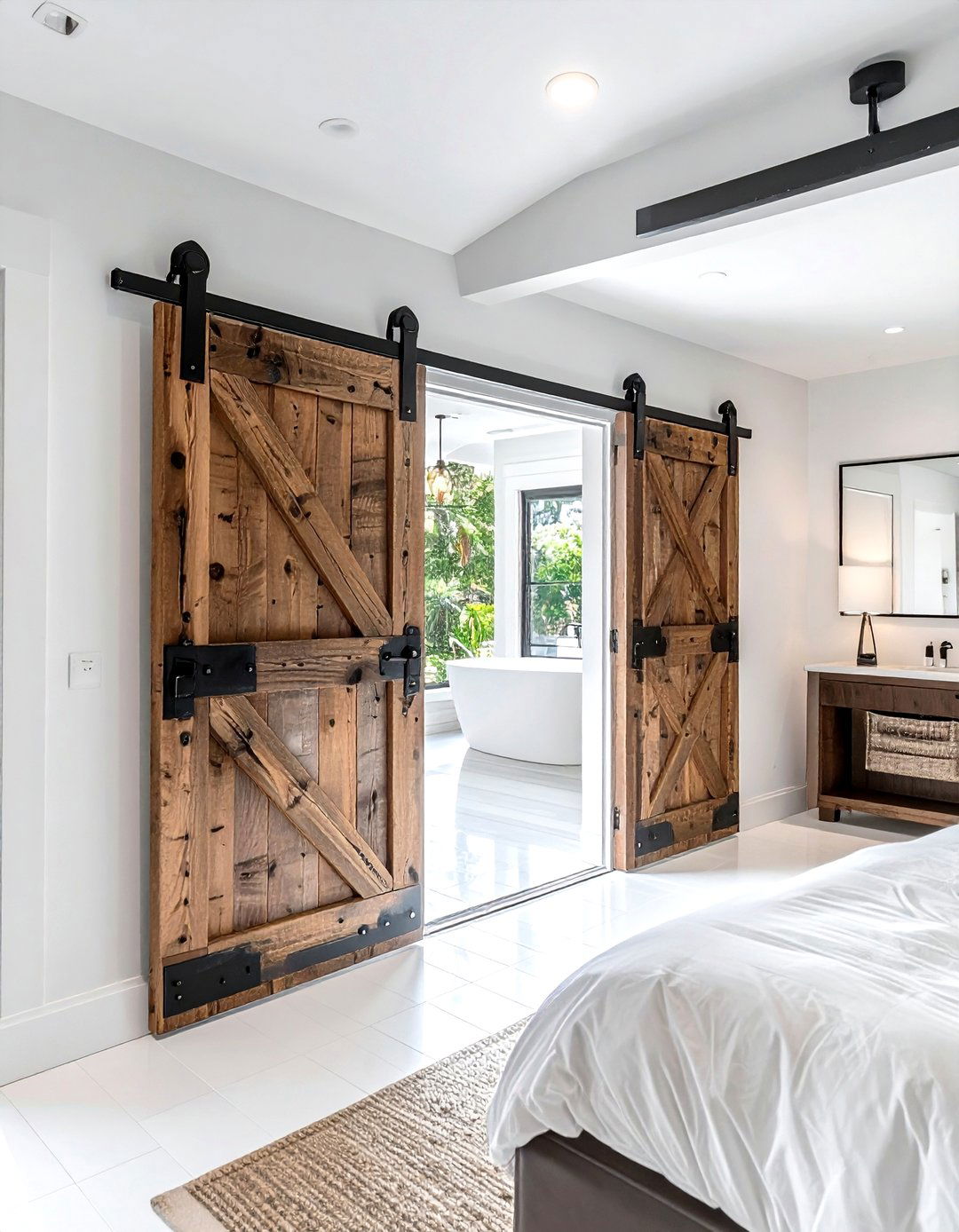 Master Bedroom Barn Door - 30 cabin decor ideas