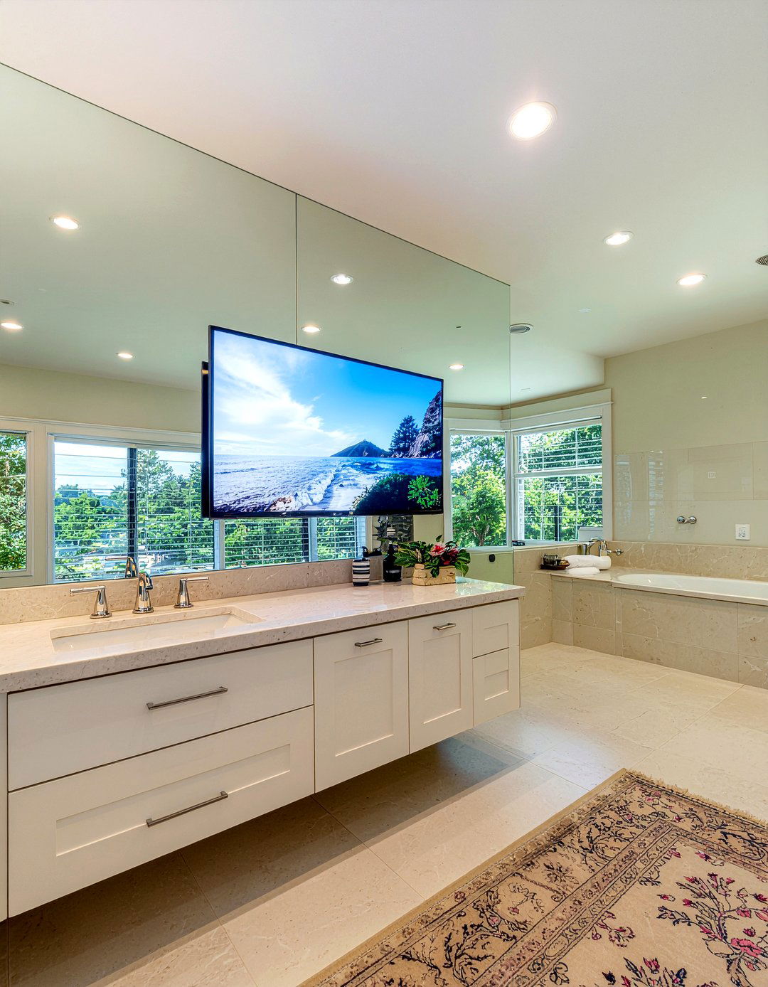 Master bathroom mirror TV - 30 bathroom mirror TV ideas